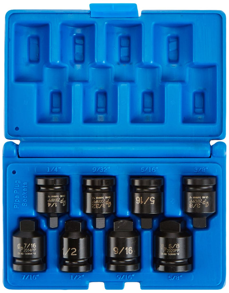 Grey Pneumatic (1308P) 1/2" Drive 8-Piece Pipe Plug Socket Set