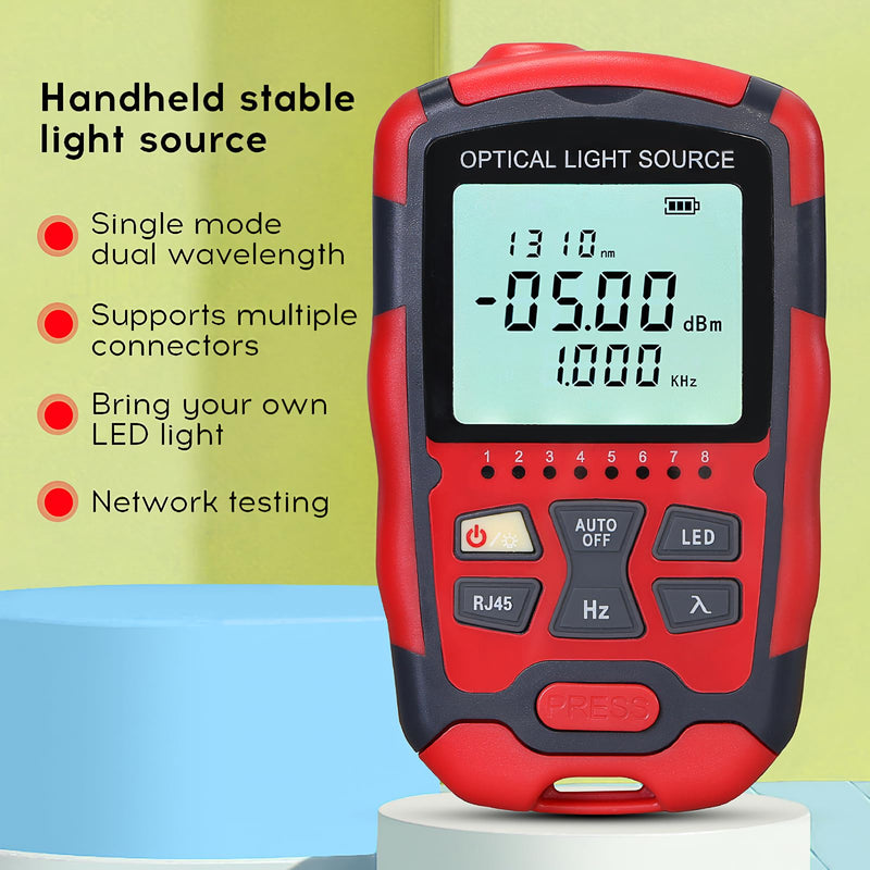 [Australia - AusPower] - A-M1315 Optical Light Source SC/FC/ST Universal Interface Single Mode Dual Wavelength 1310nm 1550nm Fiber Optic Light Source with RJ45 Test Fiber Optic Cable Tester 