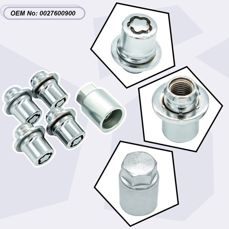 00276-00900 Wheel Lock Lug Nuts Set M12 x 1.5, Compatible with 2001-2026 Toyota Avalon C-HR Camry Celica Corolla Highlander Matrix Mirai MR2 Prius RAV4 Sienna Solara Tacoma Venza Yaris & Lexus, Chrome Silver 00276-00900