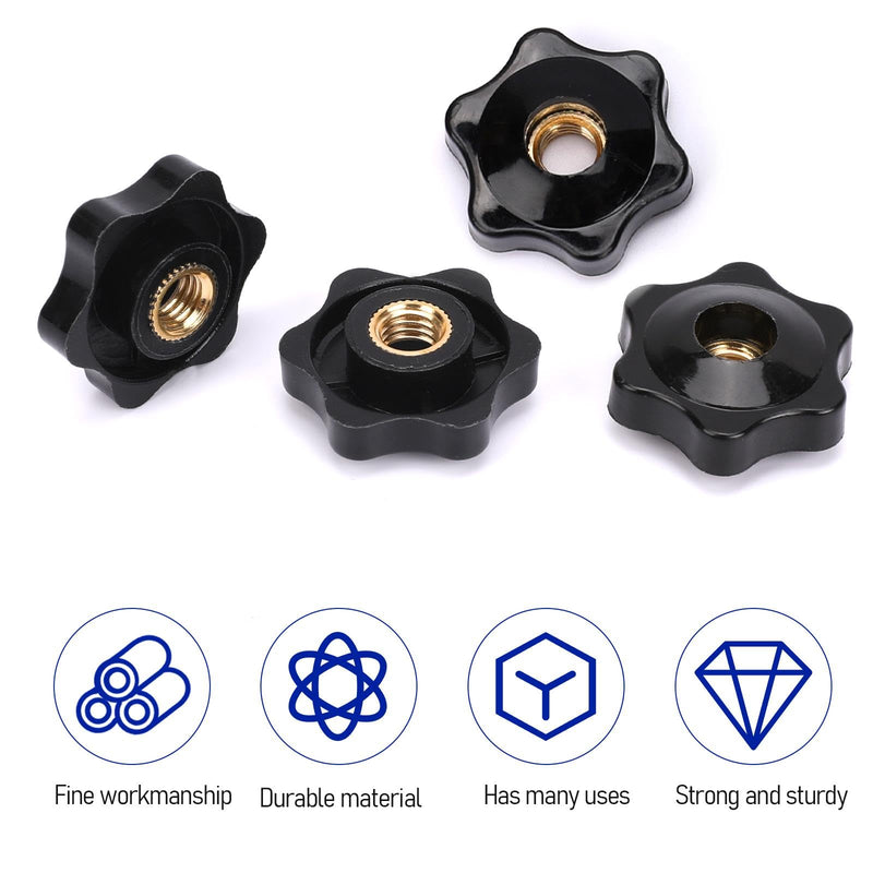 [Australia - AusPower] - 10 Pack 6 Star Knobs 1/4 Inch 20 Female Threaded Hexagon Head Thru Knob Clamping Knobs Jig Knobs T Knob 