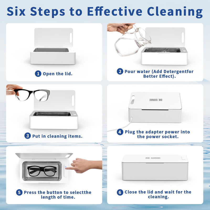 DK SONIC 450ML Ultrasonic Cleaner,24W Household Ultrasonic Jewelry Cleaner with 3 Times Modes and One-Touch Operation for Cleaning Jewelry,Eyeglasses,Coins