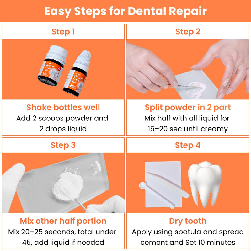 [Australia - AusPower] - Zinc Oxide Powder Eugenol Liquid Dental Care Kit Glue for Crowns & Bridges Filling 