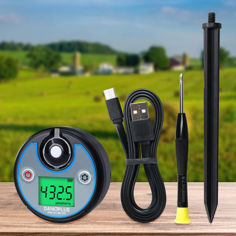 [Australia - AusPower] - PAR Meter 2 in 1 PAR DLI Meter with Data Logging, Record and Export 5 Years of Data, 400-700nm PPFD Meter Sunlight Meter Measure PPFD and DLI (Daily Light Integral), Light Measurement Tool for Plants 