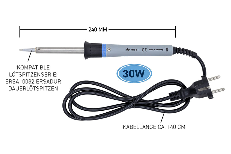 ERSA Soldering Iron 30 S 30 W 230 V 0330KD Proven Universal Soldering Iron for Common Soldering and Desoldering Tasks Single