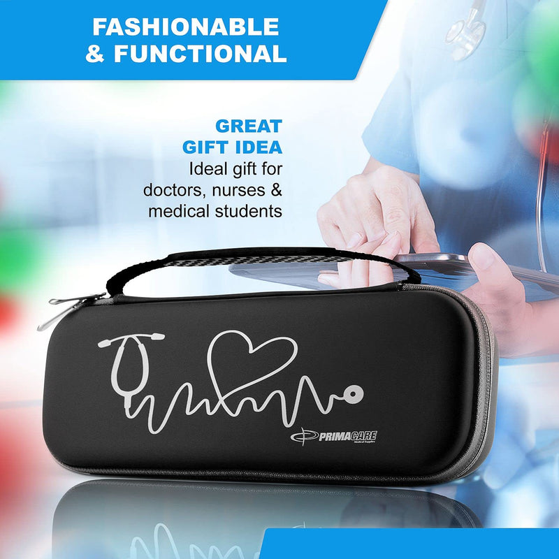 [Australia - AusPower] - Primacare KB-9297-BK Black Stethoscope Case, SUPPLIES NOT INCLUDED, for Stethoscopes and Medical Supplies, Multiple Compartments, Portable and Lightweight First Aid Kit Bag, Accessories for Nurses 