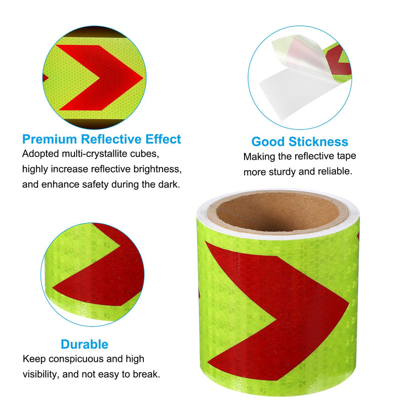 PATIKIL Reflective Tape, 4 Inch x 20 ft Waterproof Self Adhesive High Visibility Safety Warning Arrow Tape Outdoor Reflectors for Trucks Trailers Cars, Yellow Red