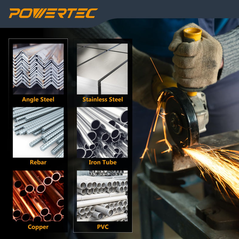 [Australia - AusPower] - POWERTEC 4" Cut Off Wheels 25 Pack, 1/16" Thick with 5/8" Arbor, Metal & Stainless Steel Cutting Wheel for Angle Grinder, Iridium-Coated Aluminum Oxide 60 Grit (14018) 4" Cut Off Wheels 1/16" Thick, 5/8" Arbor 