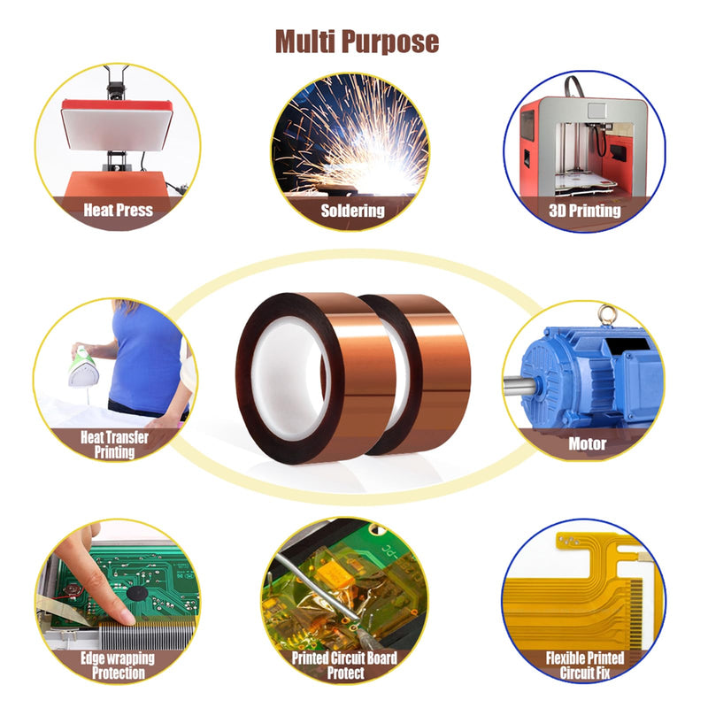 [Australia - AusPower] - 2 Rolls 20mm x16m(52FT) Heat Tape High Temperature Heat Resistant Tape Heat Transfer Tape for Heat Sublimation Press Vinyl,No Residue 