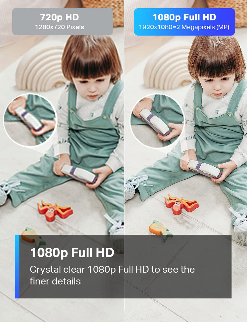 [Australia - AusPower] - TP-Link Tapo 1080P Indoor Security Camera for Baby Monitor, Dog Camera w/ Motion Detection, 2-Way Audio Siren, Night Vision, Cloud & SD Card Storage, Works w/ Alexa & Google Home (Tapo C100) 1080P 1-Pack 