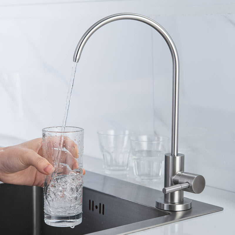 MIAOHUI Reverse Osmosis Faucet, Drinking Water Tap Fits Non-Air Gap Filtration Systems, Modern RO Kitchen Filtered Water Faucet, Lead-Free, Stainless Steel (Brushed Nickel) Brushed Nickel