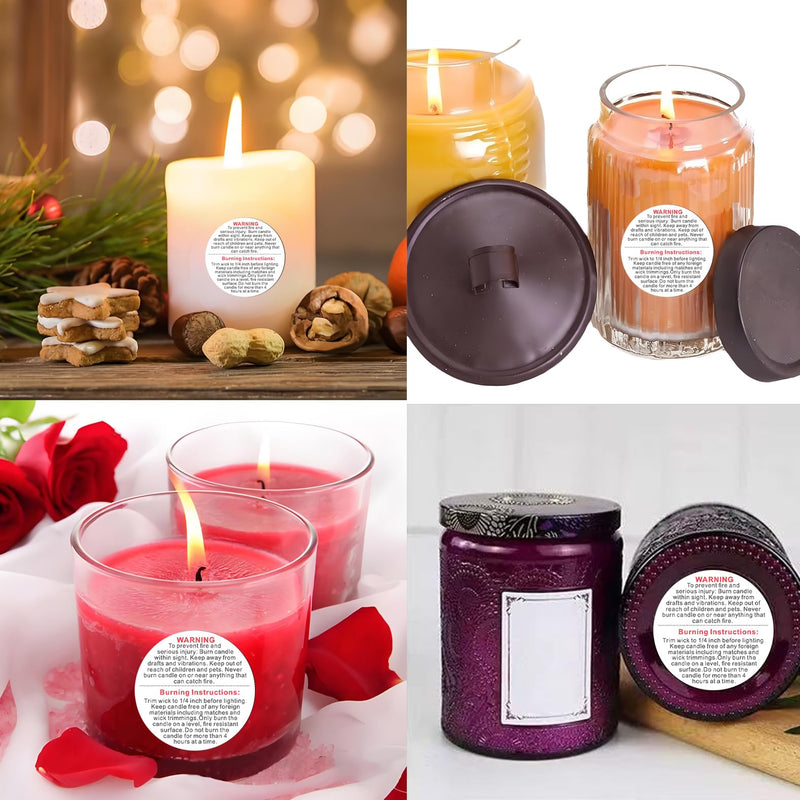 1000 PCS Candle Warning Labels, Candles Container Safety Stickers, 1.5 Inch for DIY Candle Jars