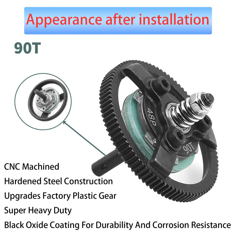 [Australia - AusPower] - RC 48P 90T Spur Gear Hardened Steel Spur Gear Upgrades Part for Traxxas 1/10 Slash Stampede Rustler Bandit 2WD VXL XL-5 F-150 SVT, (90T) 
