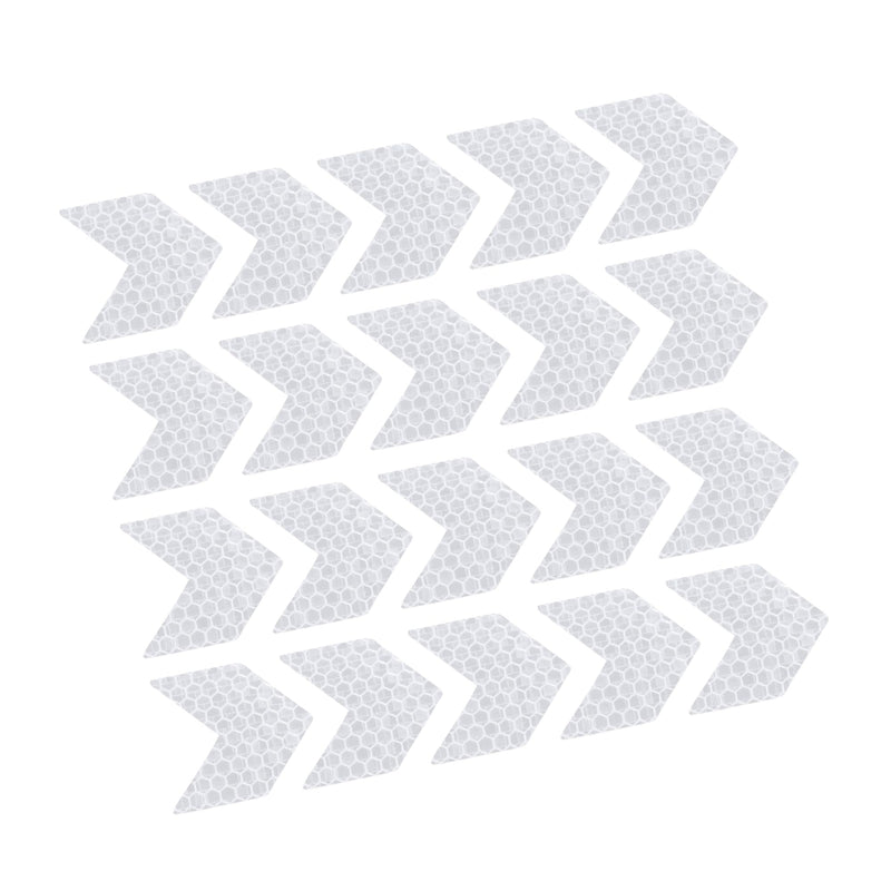 20 Pcs Reflective Stickers, 1.77"x1.54" Arrow Shape Safety Tape Reflector Universal for Cars Trucks Trailers Waterproof PET White Auto Replacement Parts