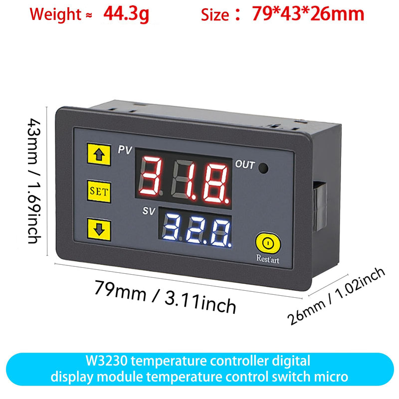 [Australia - AusPower] - Digital Temperature, Dual-Color LED Display, 0.1℃ Precision, Waterproof NTC Probe, Mini Controller Thermostat Sensor AC 110-220V for Automotive, RV, Greenhouse, Home Brewing 220 Volts 