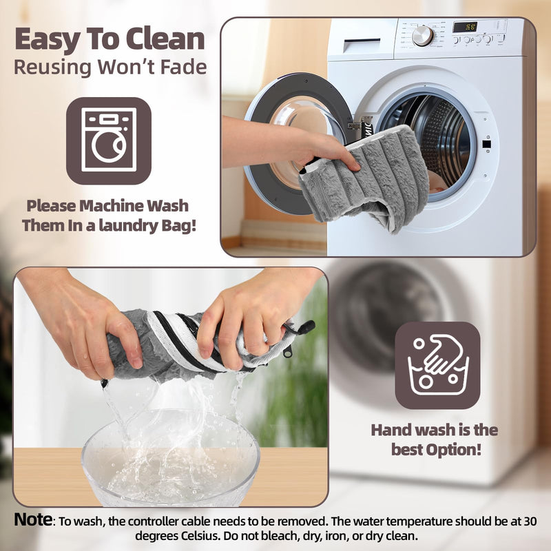 Heated Toilet Seat Cover,USB Powered Toilet Seat Warmer with Charger,5-Speed Adjustable Temperature and Timing Function,Levels Toilet Seat Cover with Soft Plush Fabric,Easy To Clean (Gray) Gray