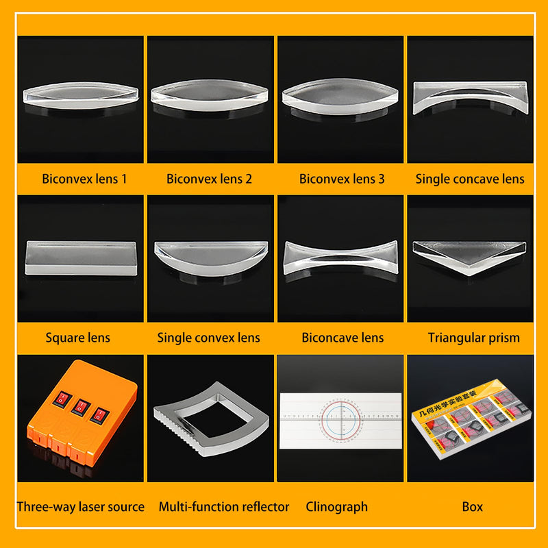 [Australia - AusPower] - Physics Optics Experiment Set Prisms Convex Lens Triple Laser Refraction School Light Refraction Reflection Learning Educational Science Kits 