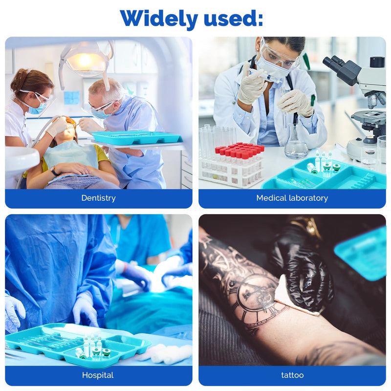 [Australia - AusPower] - JMU Dental Instrument Trays Autoclavable Plastic Divided Separate Trays 13.25" x 9.75" Size B, Dental Setup Trays, Sky Blue 1 