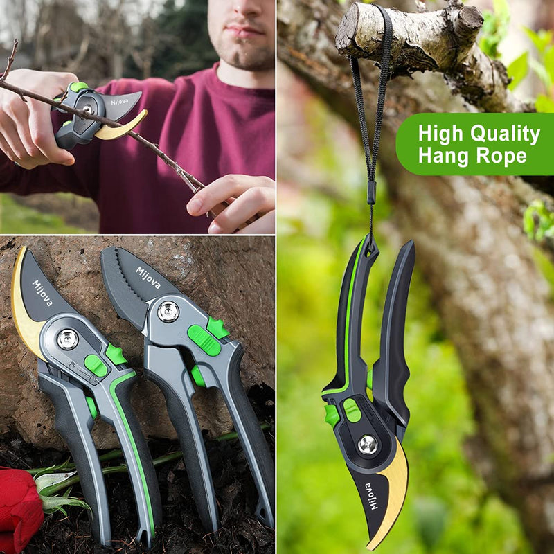 Professional Garden Shears & Clippers – Sharp Pruning Shears for Flowers, Twigs, Roses, Grape Vines, Trees & Bonsai | Heavy-Duty Hand Scissors, Secateurs & Trimmers | Perfect Gardening Gift (green) Green