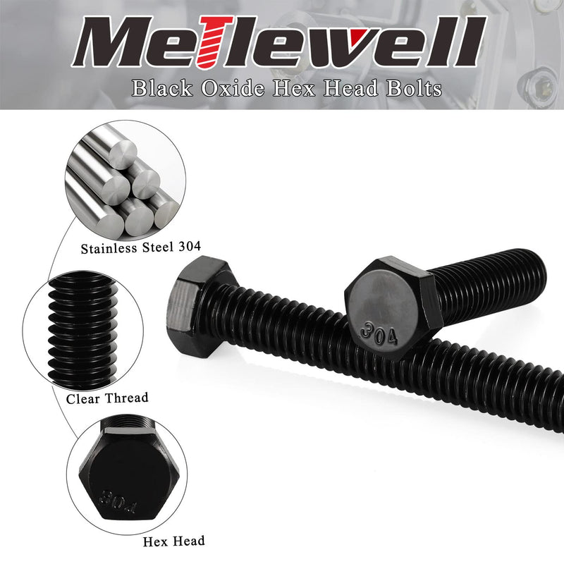 [Australia - AusPower] - 5/16-18 x 2-1/2“ Hex Head Bolts, Fully Threaded, Stainless Steel 304(18-8) Bolt, Black Oxide Finish, Quantity 10 5/16-18 x 2-1/2" 