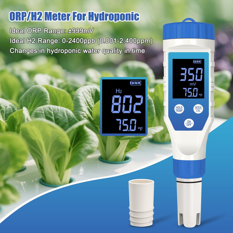 [Australia - AusPower] - Hydrogen Water Tester, Digital ORP Meter for Drinking Water, 7-in-1 pH TDS Tester, pH ORP TDS EC H2 Salt Temp Meter for Water, Hydroponics, Plants, Aquariums, Wine, Pool, Hot Tub Spas. 