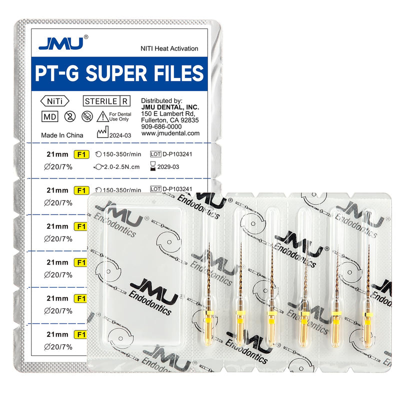 [Australia - AusPower] - JMU Dental Endodontic Niti Rotary Files F1, 21mm, Gold Super Files, 6 Pcs/Pack, Sterilized Packing F1 (21mm) 1 
