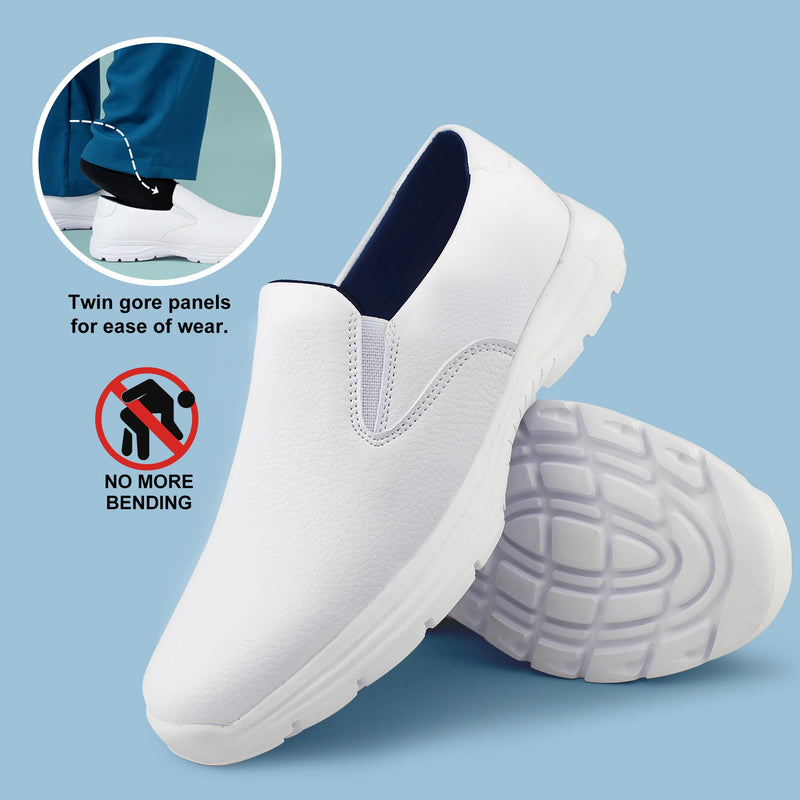 Hawkwell Men's Slip on Lightweight Slip Resistant Comfort Nursing Shoes 10 White