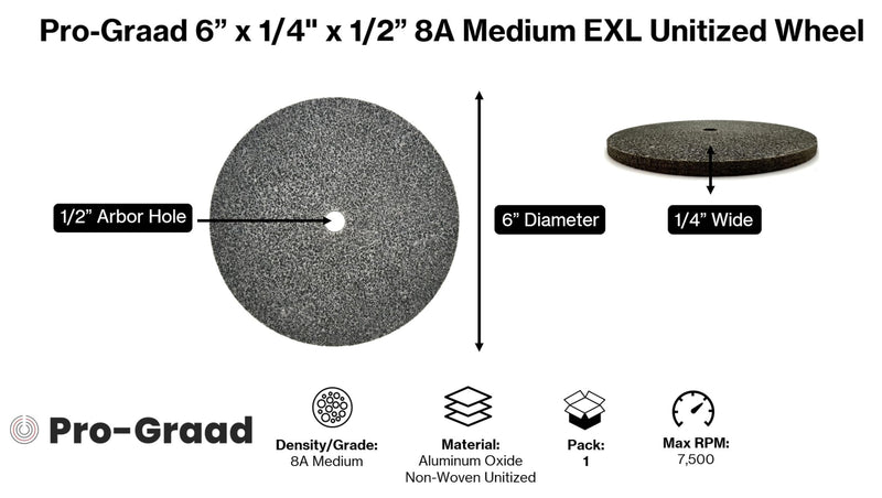 [Australia - AusPower] - EXL Unitized Wheel, Aluminum Oxide, 6" Diameter x 1/4" Wide x 1/2" Arbor, 8A Medium | 13778 | (Pack of 1) 6" x 1/4" x 1/2" 