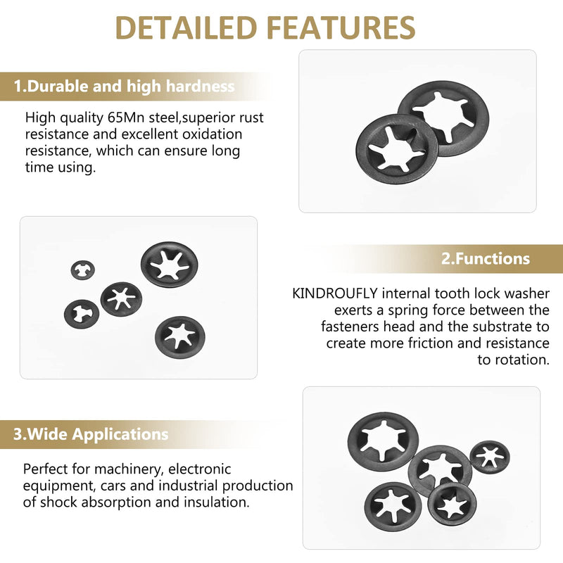 [Australia - AusPower] - 420 Pieces Internal Tooth Star Lock Washers, Kindroufly 5 Sizes Quick Speed Locking Washers, Push on Retaining Clips Assortment Kit (M2, M2.5, M3, M4, M5) M2, M2.5, M3, M4, M5 