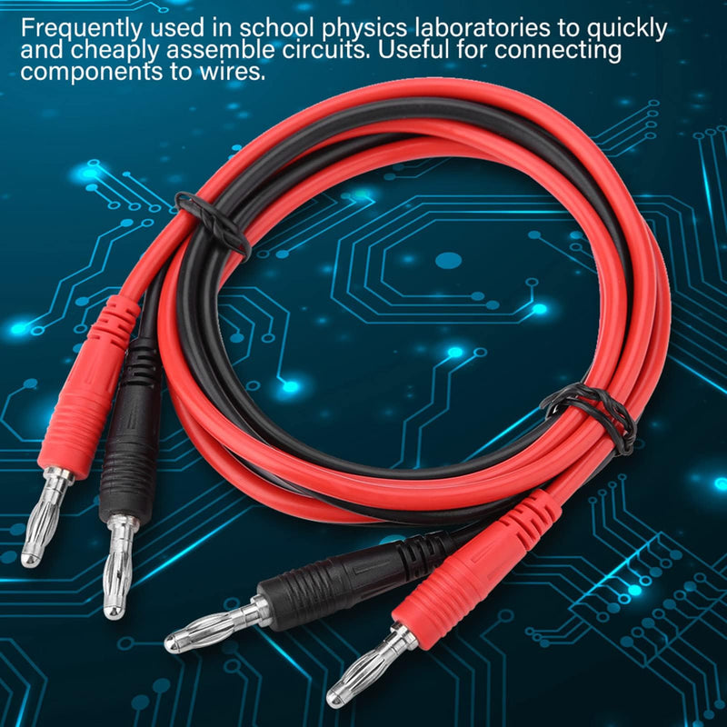 [Australia - AusPower] - Agatige Test Cable, P1041 2Pcs 4mm Banana Plug to Banana Plug Test Cable Multimeter Testing Cables Multimeter Clip Wires for Electrical Testing 