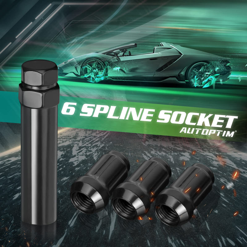 6 Spline Lug Nuts Socket Key - 17mm Hex Socket for Small Diameter Lug Nuts (M12X1.5 M12x1.25 1/2"x20) 6 Point Tuner Key Tool 1pc 6 Spline 1 Pack Black