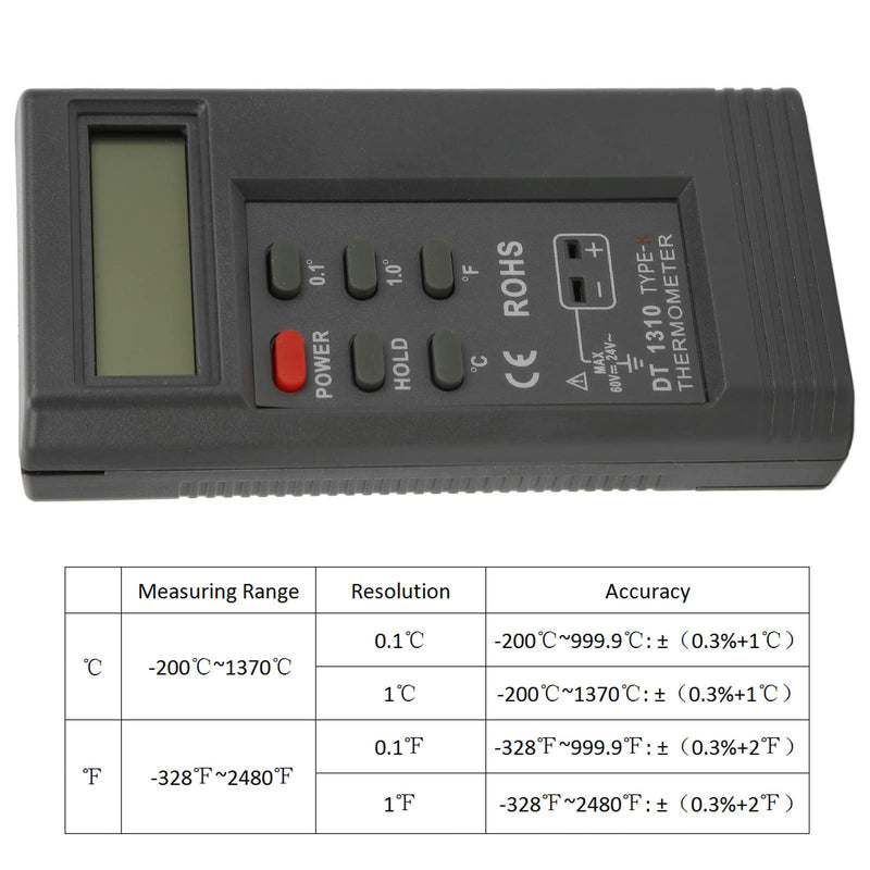 [Australia - AusPower] - ‑1310 Digital Thermocouple Temperature Thermometer Portable Digital K Type Thermoemter The Off/℃/℉ Switch ‑200℃‑1370℃ / ‑328°F‑2498 °F 