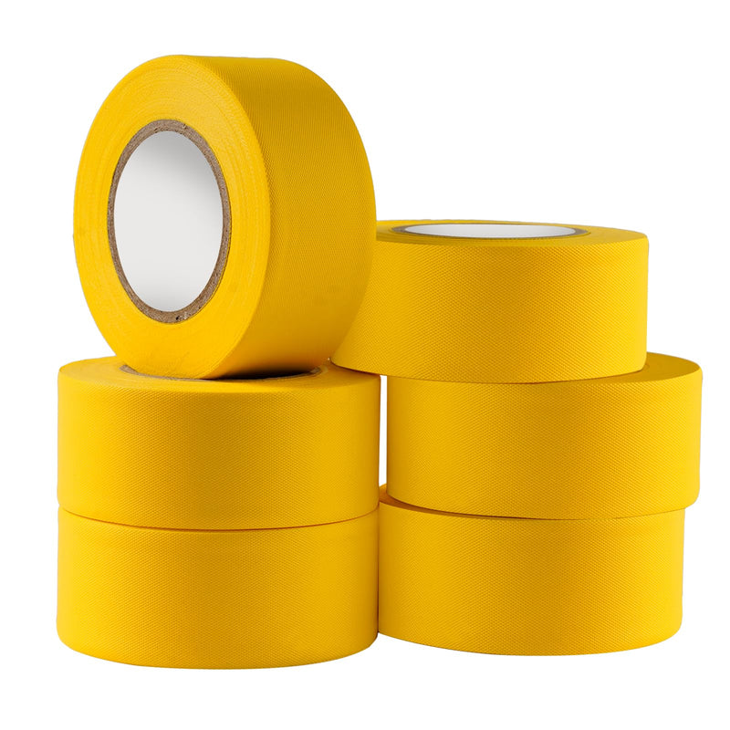 GEYYANG Yellow Flagging Tape,3.35 Mil Thick,1-3/16" x 98ft, 6 Rolls - NO Adhesive Plastic Ribbon Neon Marking Tape for Tree Marking, Hunting, Boundaries Hazardous Areas,Trail Marking, Barricade Tape 1.18in X 98ft