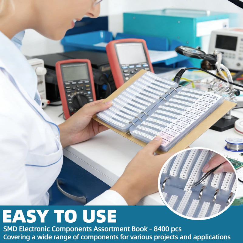 [Australia - AusPower] - 8400PCS 0805+1206+0603+0402+0201 SMD Resistor Kit from 0Ω to 1MΩ 1%, Electronics Component Assortment Sample Book for DIY Project, Electronics Prototyping and Repair 