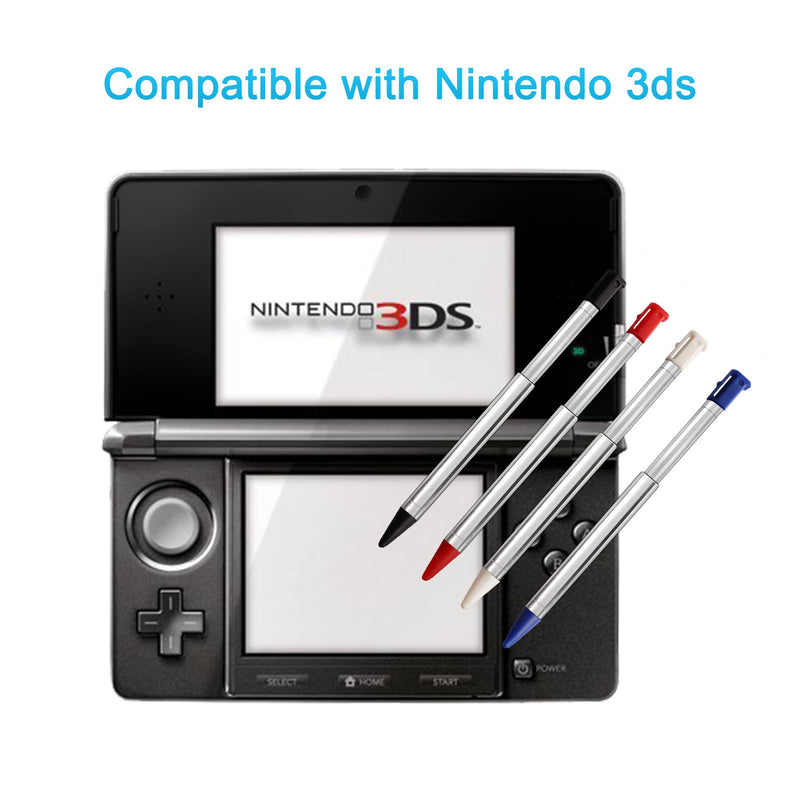 [Australia - AusPower] - 3DS Stylus Pen, Metal Retractable Replacement Stylus Compatible with Nintendo 3DS, 4in1 Combo Touch Styli Pen Set Multi Color for 3DS 