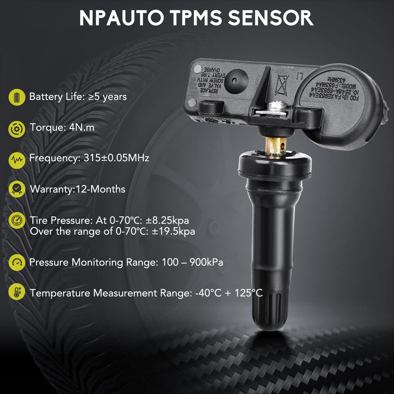 56029398AB TPMS Sensors Replacement for Chrysler Jeep Fiat Dodge Ram, Fits Charger Challenger Grand Cherokee Wrangler Tire Pressure Monitoring System OE#68142397AA 68241067AA 68241067AB 433MHz, 4Pcs