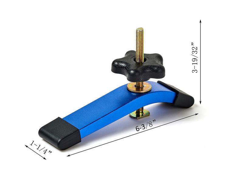 [Australia - AusPower] - Aluminum T-track Hold Down Clamps,6-3/8"L x 1-1/4"Width-Woodworking and Clamps - High Strength Aluminum Alloy 6063 - Fine Sandblast Anodized - Blue Color (T-track Hold Down Clamps 2pk) T-track Hold Down Clamps 2pk 