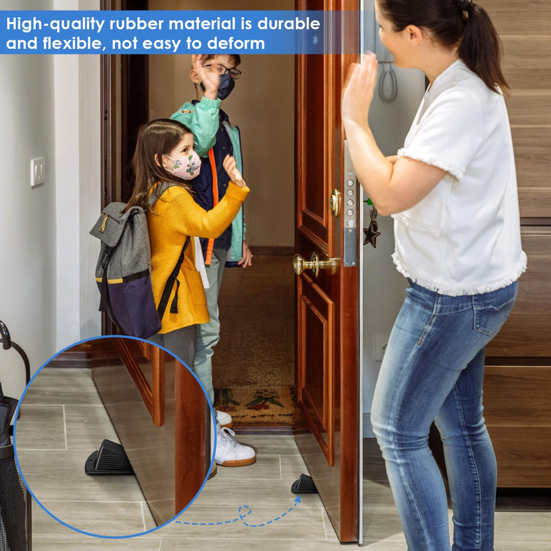 [Australia - AusPower] - 4 Pcs Jumbo Door Stoppers for Floor Heavy Duty Stackable Door Stop TPR Large Door Wedge 2 Inch Rubber Door Stopper Wedge for Hotel Carpet Door Hardwood Concrete and Tile (Black) 4 Black 