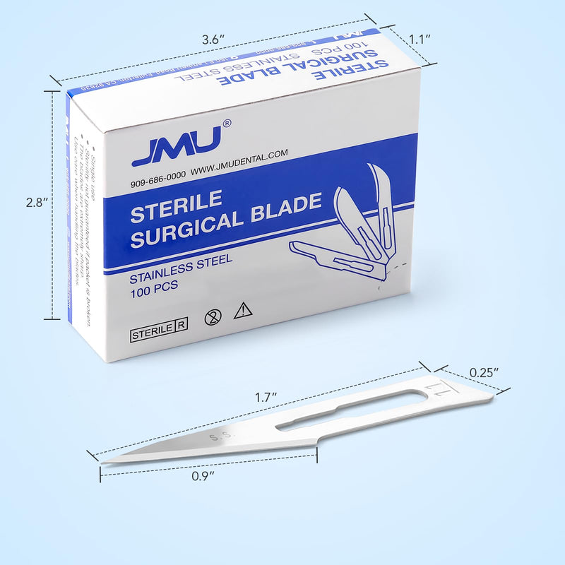 [Australia - AusPower] - JMU 100pcs Sterile Surgical Blades #10, Stainless Steel Scalpel Blades, Individually Foil Wrapped 