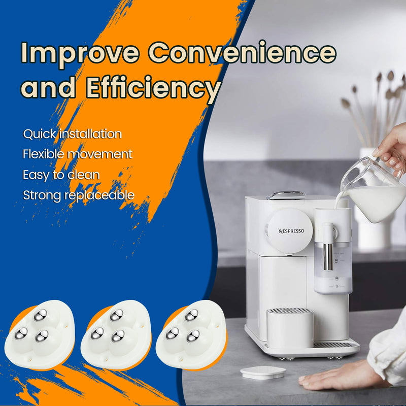 [Australia - AusPower] - Self Adhesive Caster Wheels - 360° Swivel Universal Wheel, Mini Roller Ball Transfer Bearing for Small Kitchen Appliances, Storage Box, Trash Can (with 3 Ball Bearings, White, 8 PCS) White - 8 PCS With 3 ball bearings 