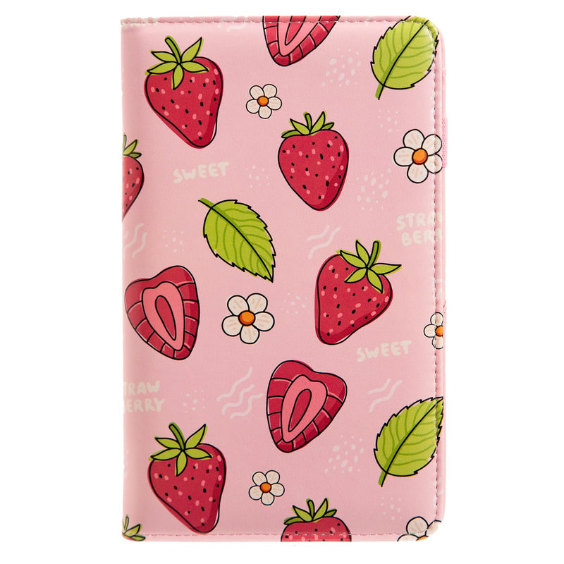 Pink Server Book, Server Books for Waitress, Waitress Book with 2 Zipper Pocket, Cute Server Book, Server Note Pads Waitress Book with Money Pocket Fit Server Apron (Strawberries) Strawberries