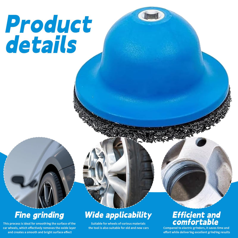 [Australia - AusPower] - Wheel Hub Grinder Car Hub Grinder Car Blue Ball Head Grinder Cup Grinder Wheel Hub Cleaning Grinding Rust Removal 150 mm for 1/2 Inch Impact Wrench 