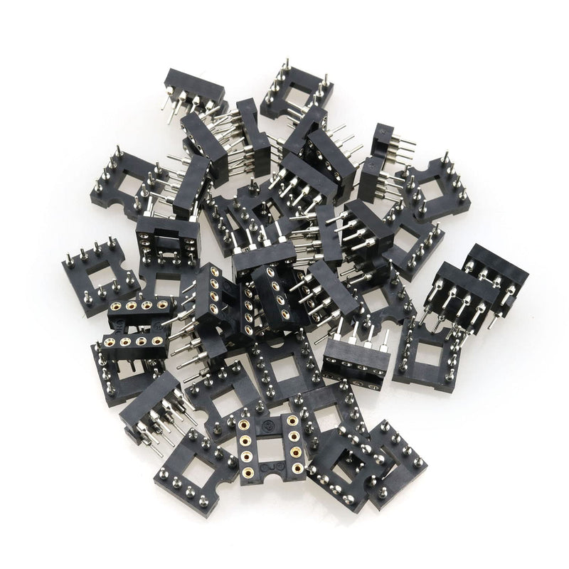 IC Socket 20PCS 2.54mm Pitch 7.6 Row Pitch 2 Row 8 Round Pins Soldering DIP IC Chip Socket Adaptor