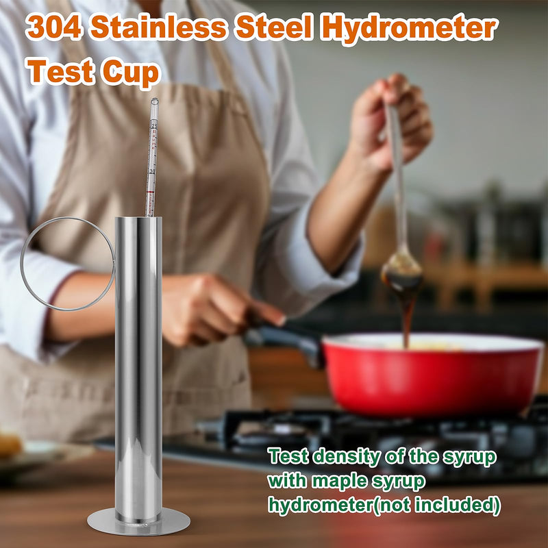 [Australia - AusPower] - Stainless Steel Maple Syrup Hydrometer Test Cup for Sap Processing with Cleaning Brush, 10-Inch Test Cup for Precision Density Readings 