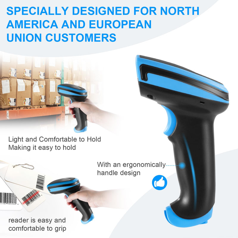 [Australia - AusPower] - Barcode Scanner Wireless, 1D Laser Barcode Reader with Stand 2.4G Wireless & USB Wired Connection 2 in 1 Plug and Play Handheld Bar Code Scanners 