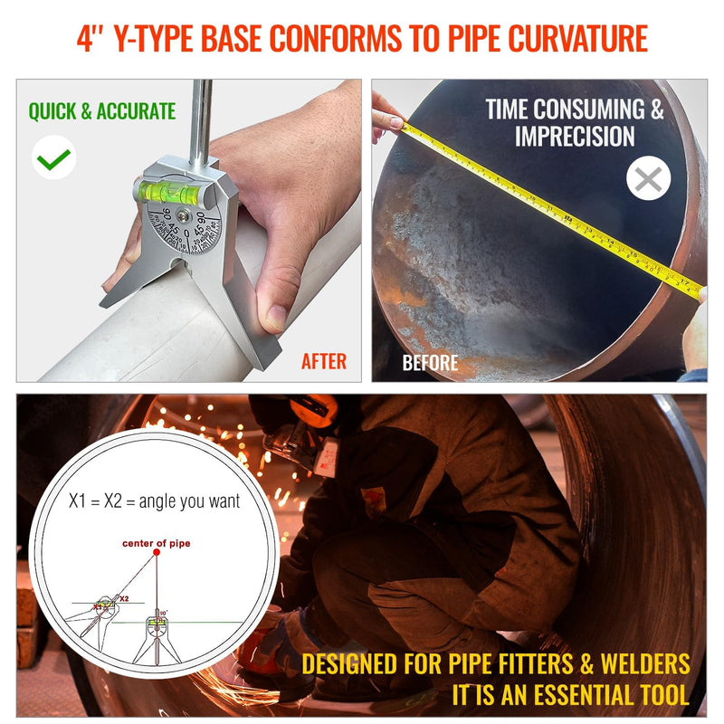 Pipe Center Finder Punch Tool and Marker Tool for Pipes 1/2" and Larger, Pipe Locator Level, Flange Wizard Center Finder - Upgraded Design for Accurate Pipe Diameter Measurement and Marking