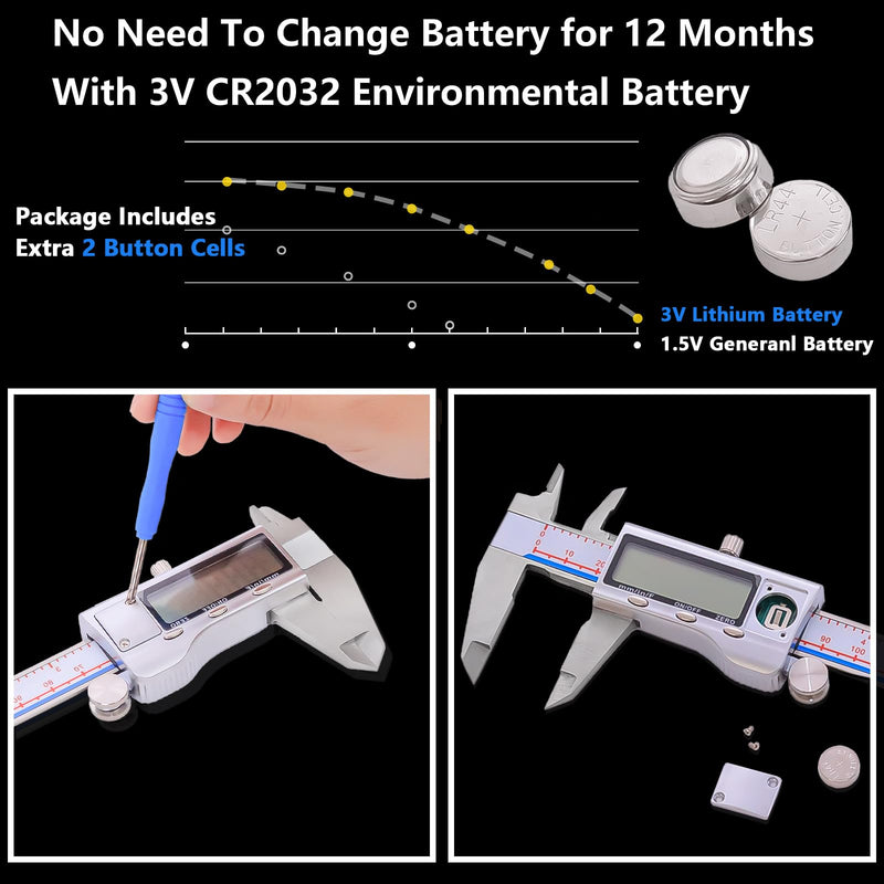 [Australia - AusPower] - Digital Caliper, Vernier Caliper Measuring Tool with Stainless Steel, Electronic Micrometer Caliper with Large LCD Screen, Auto-Off Feature, Easy Switch from Inch Metric Fraction, (6 Inch//150 mm) blue Digital Caliper 