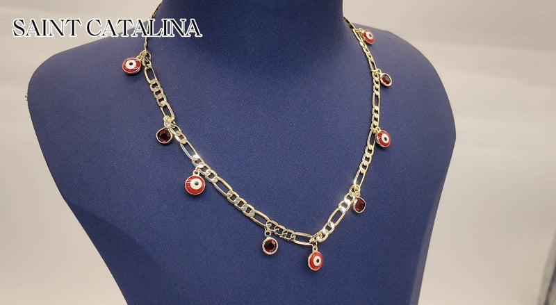 Dainty Evil Eye Necklace for Women,14K Gold Plated Choker Pendant Necklace,Lucky Turkish Jewelry Gifts