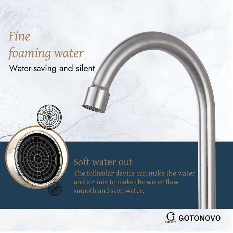 gotonovo Stainless Steel Cold Water Kitchen Sink Faucet Brushed Nickel Bathroom Single Handle Bar Faucet Faucet Single Temperature Water Only Silver Rotatable Elbow
