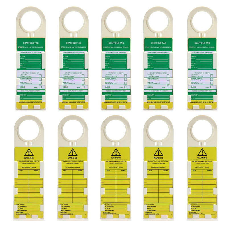 Scaffold Status Holder and Safety Inspection Tags - Do Not Use Scaffold - 10 Pcs