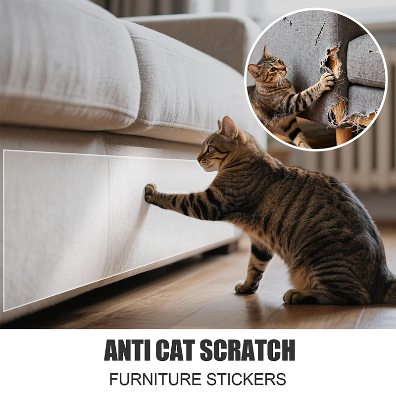Cat Scratch Tape for Furniture, 118'' x 8.2'' Extra Wide Anti Scratch Tape, Single Sided Clear Protective Film to Stop Cats & Dogs Scratching Sofa, Couch, Doors, Walls & Car Interiors 118''x8.2''